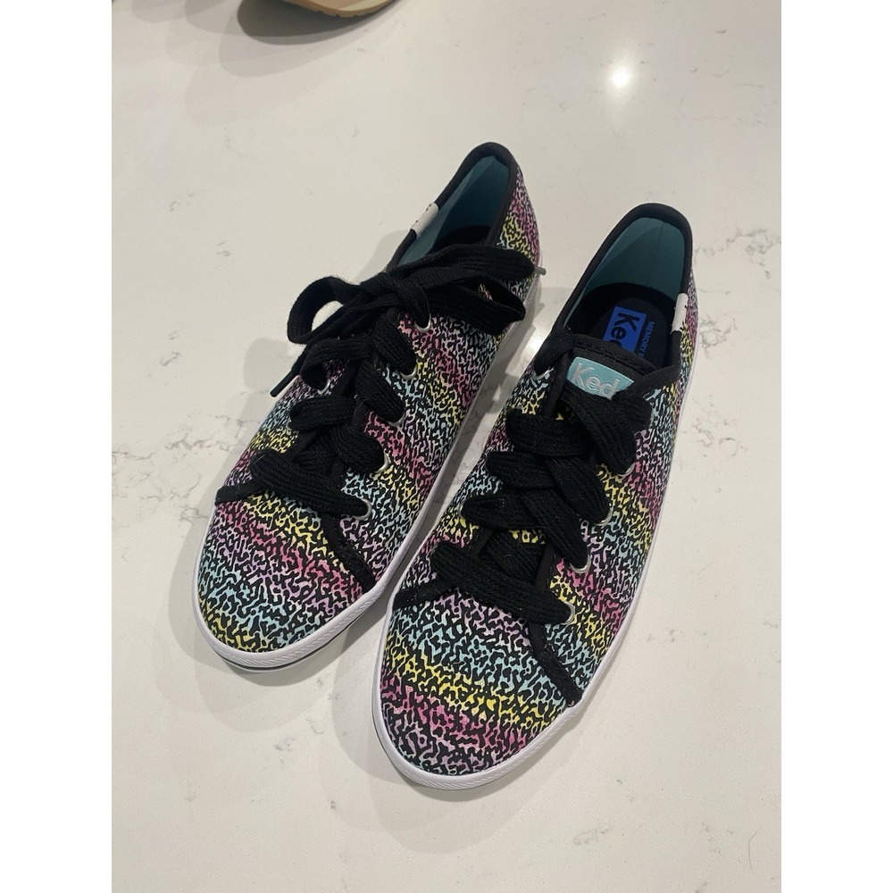 Girls' Keds Kickstart Rainbow Leopard Print Sneakers Streetwear US 3M